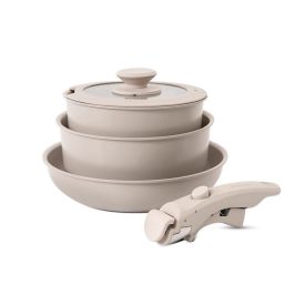 Jogo De Panelas Com Cabo Removível Fit 10 Peças Brinox - Areia