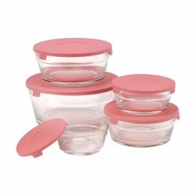 Jogo de Pote Redondo com Tampa 5 Peças Hauskraft - Rosa