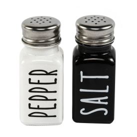 Jogo De Saleiro E Pimenteiro 80Ml Manhattan Hauskraft 2 Pçs - Preto e Branco