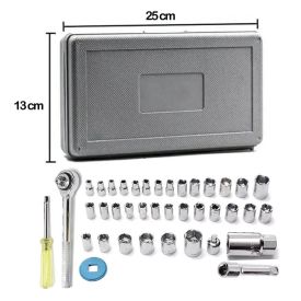 Jogo De Soquete Com Maleta Western 39 Peças - Prata