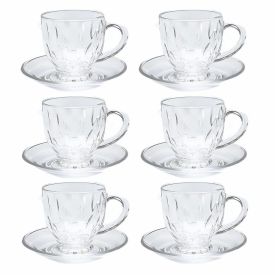 Jogo de Xícaras com Pires Anne Havan Casa 185Ml 12 Peças - Vidro