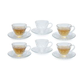 Jogo De Xicaras Com Pires Botânica 170Ml Havan Casa 12 Peças - Transparente