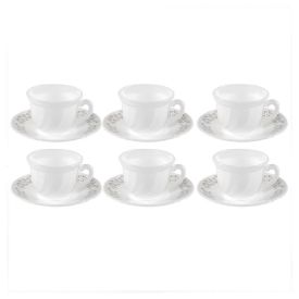 Jogo de Xícaras com Pires Opaline Milano 190Ml Havan Casa 12 pçs - Branco
