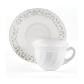 Jogo de Xícaras com Pires Opaline Milano 190Ml Havan Casa 12 pçs - Branco