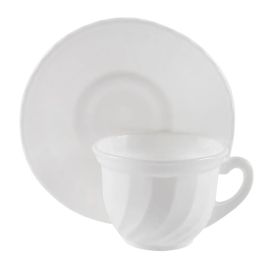 Jogo de Xícaras com Pires Opaline Valência 190Ml Havan Casa 12 pçs - Branco