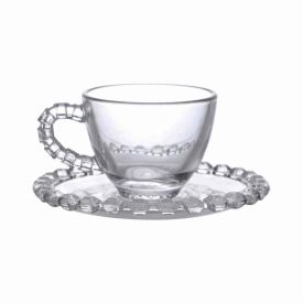 Jogo De Xicaras De Café Com Pires L Hermitage 80Ml 8 Peças - Transparente 