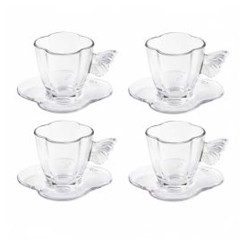 Jogo de Xícaras de Chá com Pires Butterfly Wolff 8 Peças - 180ml