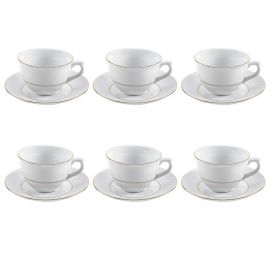Jogo De Xícaras Com Pires Royal Havan Casa 12 Peças - Porcelana