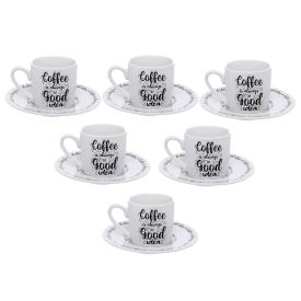 Jogo Xicaras De Café Porcelana 12 Peças Hauskraft  - COFFEE IS ALWAYS