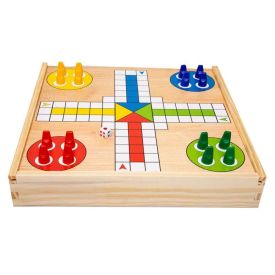 Jogos Damas Ludo E Trilha Caixa De Madeira Gala - 2212