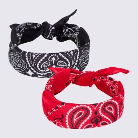 Kit 2 Bandanas Faixa Lenço Boby Blues - PRETO/ VERMELHO U