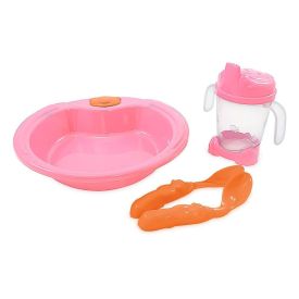 Kit Alimentação 4 Peças Havan Baby - Rosa Bebê e Laranja