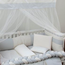 Kit Berço 9 Peças Tiquinho Baby  - Cinza