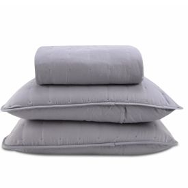 Kit Colcha Casal 100% Poliéster Elegance Lisa Havan Casa 3 Pçs - Cinza