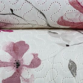 Kit Colcha Casal 150 Fios Havan Casa 3 Pçs - Garden Rosa Floral