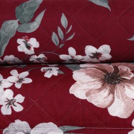 Kit Colcha Casal Estampada Versalhes 3 Peças Havan Casa - Toscana Vinho Floral