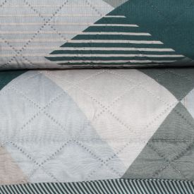 Kit Colcha Casal Estampada Versalhes 3 Peças Havan Casa - Alicante Verde Geo