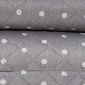 Kit Colcha King Dupla Face 150 Fios Versalhes Poá Havan Casa - Cinza Amianto