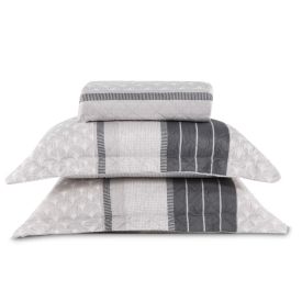 Kit Colcha King Estampada Versalhes Havan Casa 3 Peças - Valencia Cinza Geo 