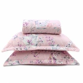 Kit Colcha King Estampada Versalhes Havan Casa 3 Peças - Florença Rosa Floral