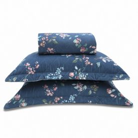 Kit Colcha King Estampada Versalhes 3 Peças Havan Casa - Ravena Azul Floral