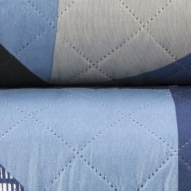 Kit Colcha King Estampada Versalhes Havan Casa 3 Pçs - Napoles Azul Geo