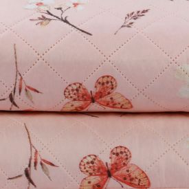 Kit Colcha King Estampada Versalhes Havan Casa 3 Pe&ccedil;as - Borboleta Rose