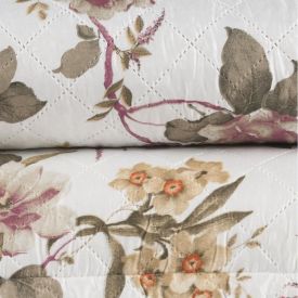Kit Colcha Queen Versalhes Havan Casa 3 Pçs - Augusta Bege Floral
