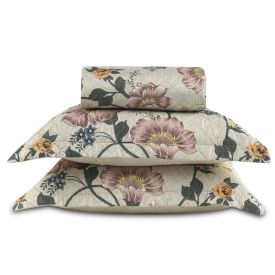 Kit Colcha Queen 100% Poliéster Versalhes Havan Casa 3 Pçs - Annie Bege Floral