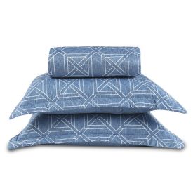 Kit Colcha Queen 100% Poliéster Versalhes Havan Casa 3 Pçs - Colin Azul Geo