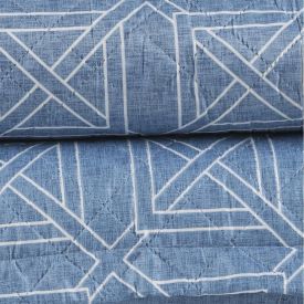 Kit Colcha Queen Versalhes Havan Casa 3 Pçs - Colin Azul Geo