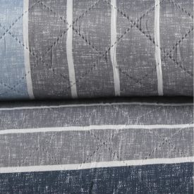 Kit Colcha Queen Versalhes Havan Casa 3 Pçs - Ronnie Azul Listra