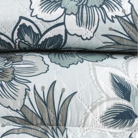 Kit Colcha Queen Versalhes Havan Casa 3 Pçs - Siena Cinza Floral