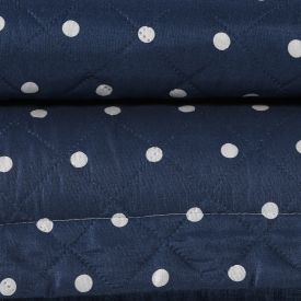 Kit Colcha Queen Dupla Face 150 Fios Versalhes Poá Havan Casa - Azul