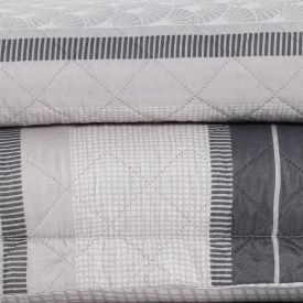 Kit Colcha Queen Estampada Versalhes 3 Peças Havan Casa - Valencia Cinza Geo