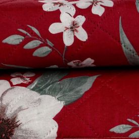 Kit Colcha Solteiro Estampada Versalhes 2 Peças Havan Casa - Toscana Vinho Floral