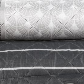 Kit Colcha Solteiro Estampada Versalhes 2 Peças Havan Casa - Valencia Cinza Geo