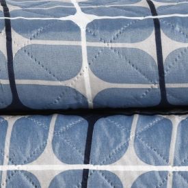 Kit Colcha Solteiro Estampada Versalhes Havan Casa 2 Pçs - Sevilha Azul Geo