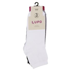 Kit Com 3 Pares De Meias Femininas Lisa Soquete Lupo - Branco/Cinza/Preto