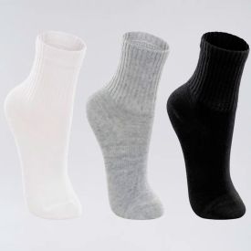 Kit Com 3 Pares Meia Algodão Infantil Lupo - Preto/Branco/Cinza 24-29
