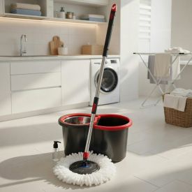 Kit Mop Giratório Pro Powermaid 13L Camesa - Vermelho com Cinza