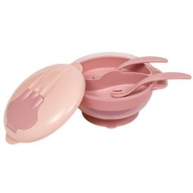 Kit Refeição Infantil Com Compartimento E Talheres Buba - Rosa Claro