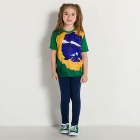 Legging 4 a 10 anos Molecotton sem Felpa Fakini Marinho Claro