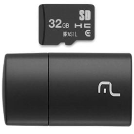 Leitor Usb Tipo Pen Drive Com Cartão 32Gb Multilaser Mc163 - Preto