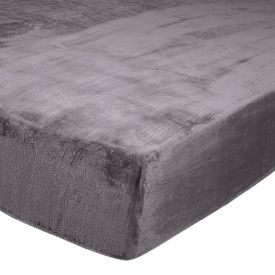 Lençol Avulso Solteiro Com Elástico Plush Slip Havan Casa - Cinza Ardósia