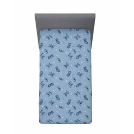 Lençol Infantil Solteiro com Elástico Disney by Hedrons - Stitch Nope Rotativo