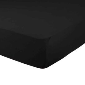 Lençol King Com Elástico Malha Fio Penteado - Preto