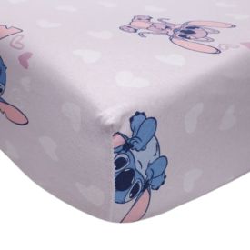 Lençol Solteiro Infantil Estampado Portallar - Stitch E Angel Coração