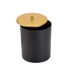 Lixeira Com Tampa Plástica Arthi 5 Litros - Preto E Dourado