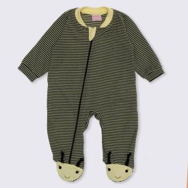 Macacão de Bebê Malha Abelhinha no Pé Yoyo Baby Amarelo/Preto